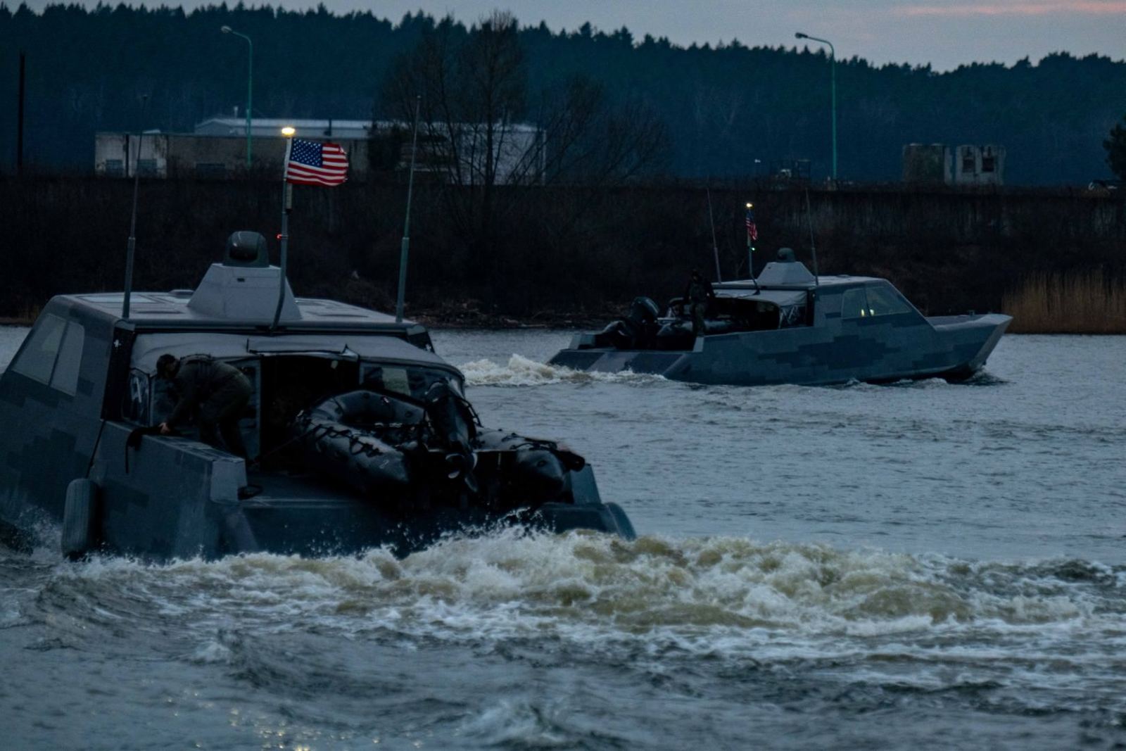 Combatant craft under way in low light